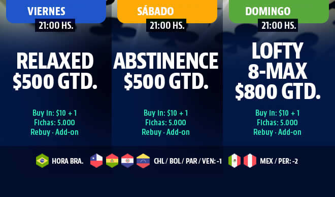 ¡Hoy $500 USD GTD en Torneo Relaxed de Push Poker!